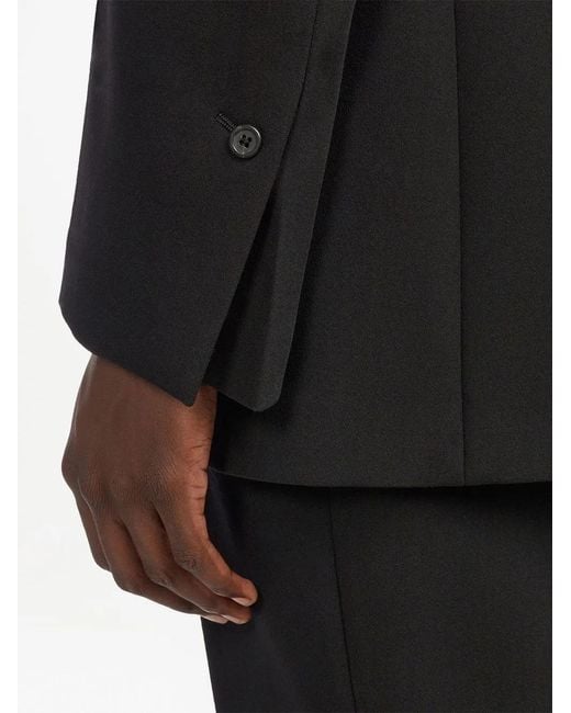 Ferragamo Black Collarless Single-Breasted Suit for men