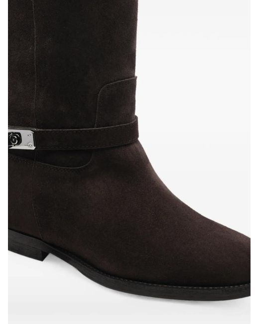 Via Roma 15 Black Padlock Suede Boots