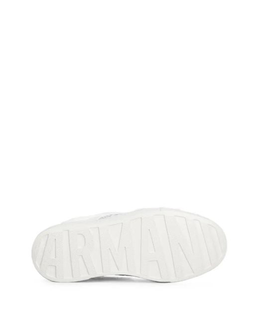 ARMANI EXCHANGE White Rhinestone-Logo Platform Sneakers