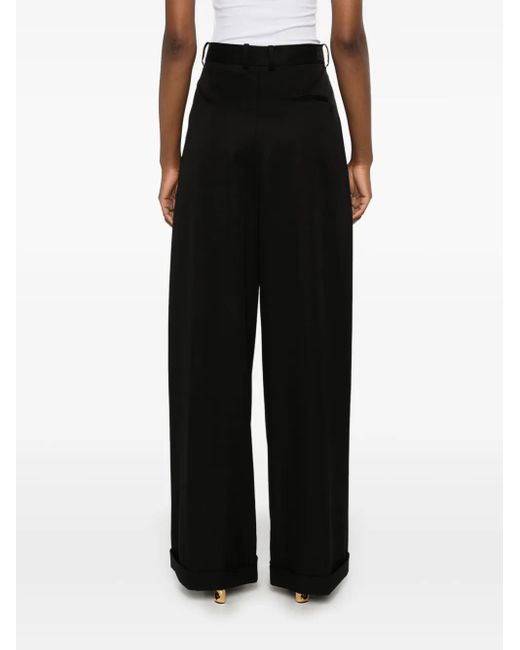Loewe Black Pleated Cotton-Silk Gabardine Trousers