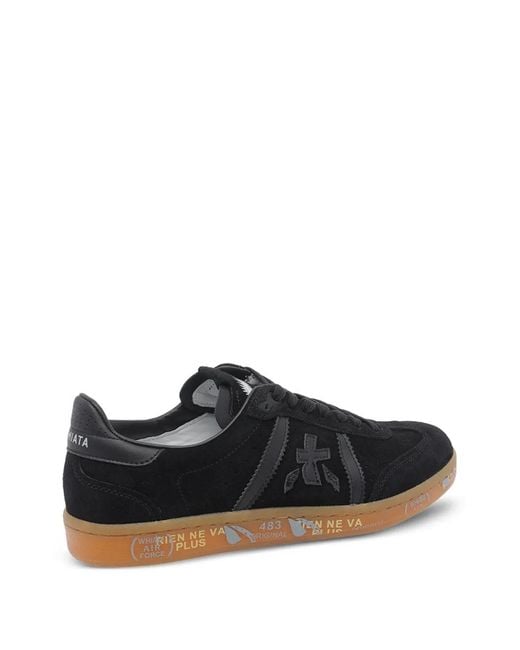 Premiata Black Bonnie 8199 Round-Toe Suede Sneakers for men