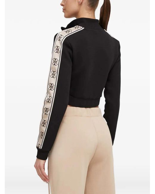 Guess Black Logo-Tape Cropped Jacket