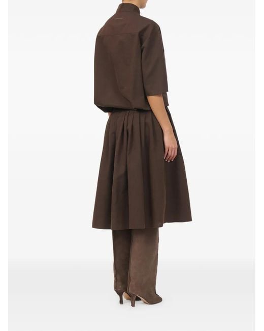 MM6 by Maison Margiela Brown Wool Shirting Shirt-Dress