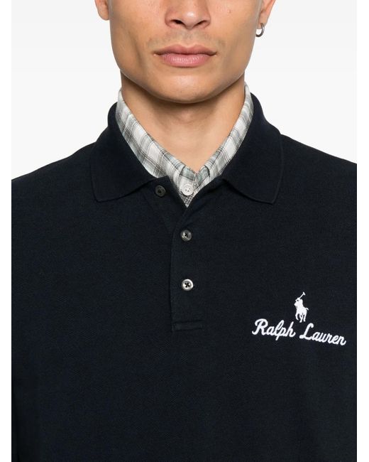 Polo Ralph Lauren Black Long-Sleeve Logo-Detail Polo Shirt for men