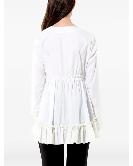 Balenciaga White Ruffled V-Neck Top