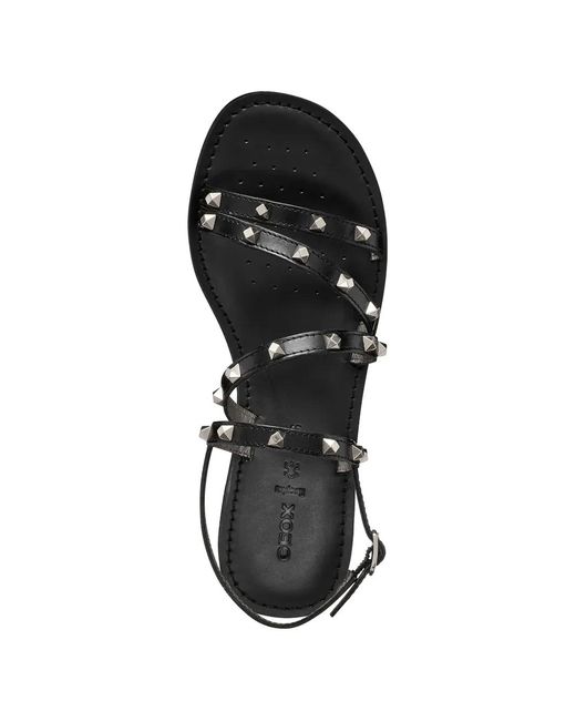Geox White Stud-Embellished Multi-Strap Sandals