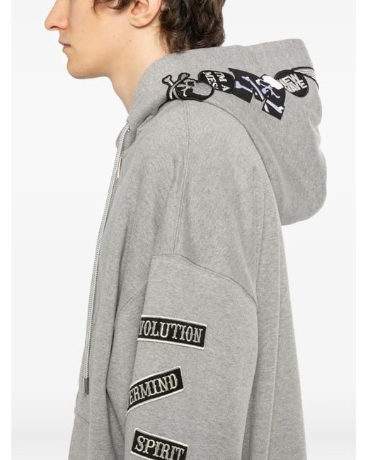 Mastermind Japan Gray Slogan-Patch Hoodie for men