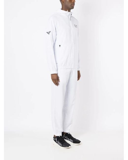 EA7 White Logo-Print Tracksuit for men