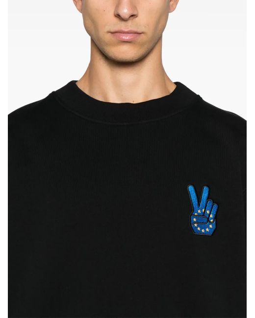 Etudes Studio Black Peace Sign-Embroidered Sweatshirt