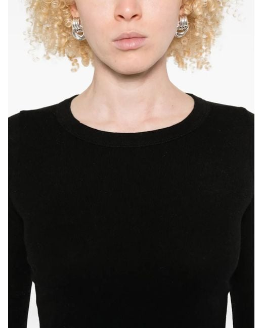 Rick Owens Black Long-Sleeve Round-Neck Top