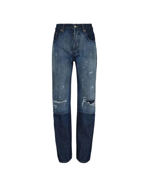 MM6 by Maison Margiela Blue Distressed Panelled Jeans