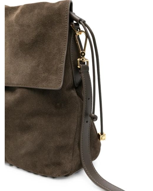 Coccinelle Brown Drawstring Leather Shoulder Bag