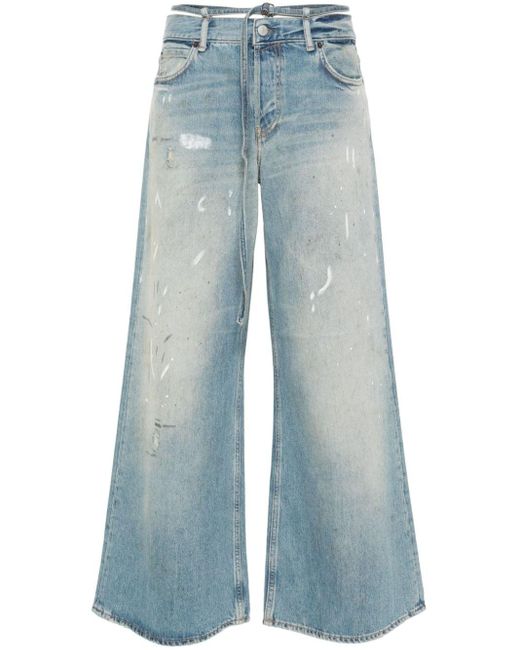 Acne Blue High-waisted Wide-leg Jeans