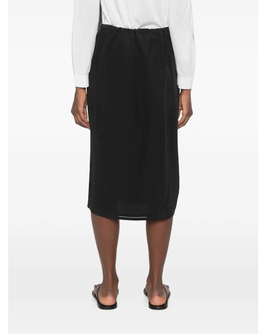 Totême Black Drawstring-Waist Midi Skirt