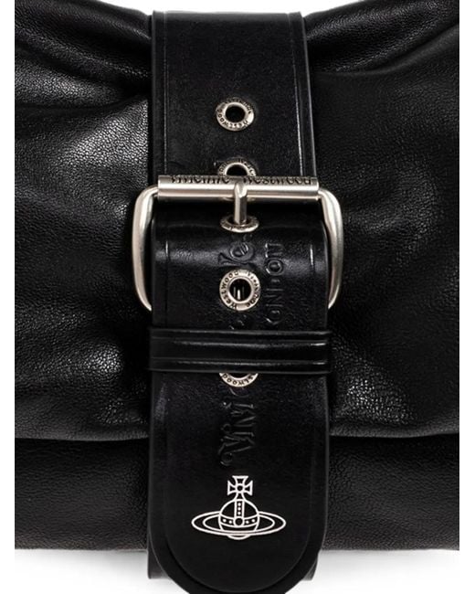 Vivienne Westwood Black Hazel Buckled Orb-Plaque Tote Bag