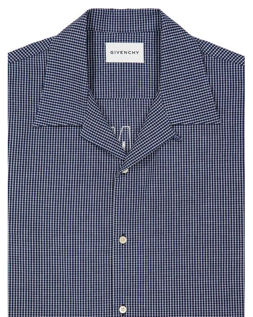 Camisa A Cuadros Gingham Con Aplique Del Logo Givenchy de hombre de color Blue