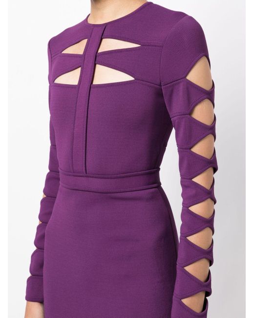 Vestido de punto con aberturas Elie Saab de color Purple