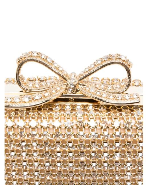 Self-Portrait Natural Crystal-Embellished Bow-Detail Mini Bag