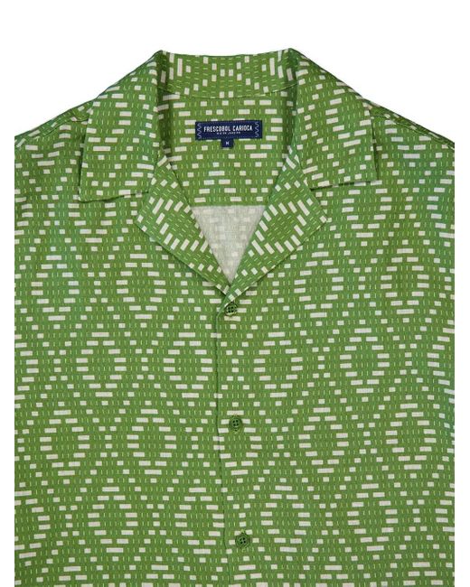 Frescobol Carioca Roberto Overhemd Met Korte Mouwen En Raffiaprint in het Green voor heren