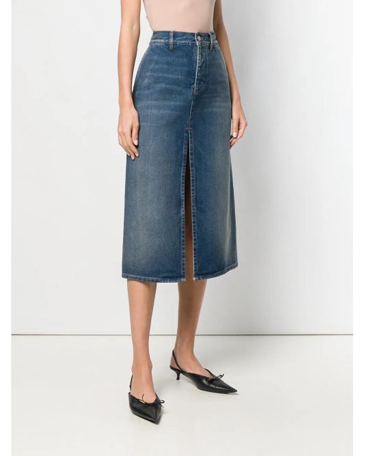 Balenciaga Blue Front Slit Skirt