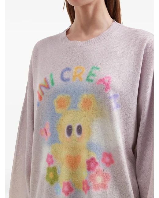 Mini Cream Pink Graphic-Print Sweater