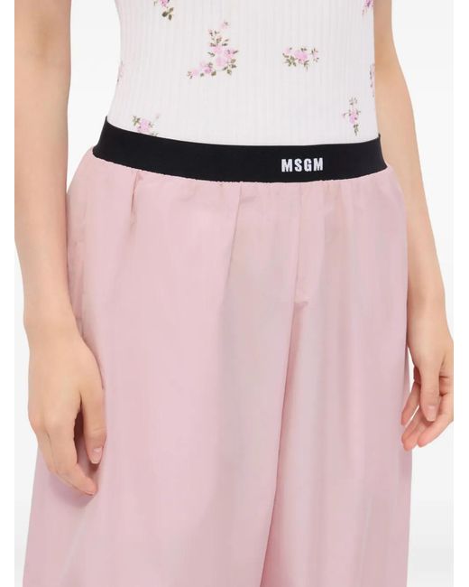 Pantalon De Jogging Crop À Taille Élastique MSGM en coloris Pink