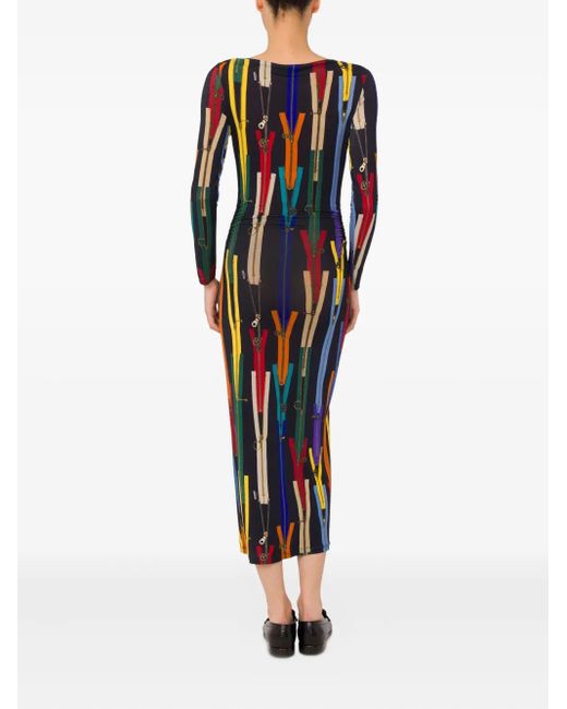 Moschino Black Abstract-Print Midi Dress