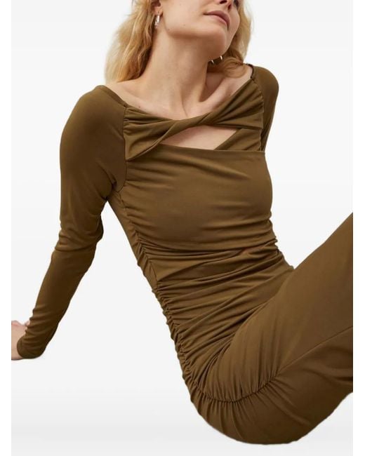 Day Birger et Mikkelsen Natural Cut-Out Gathered Midi Dress