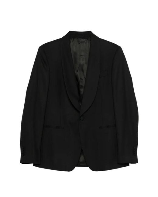 Lardini Black Shawl-Collar Single-Breasted Jacket for men