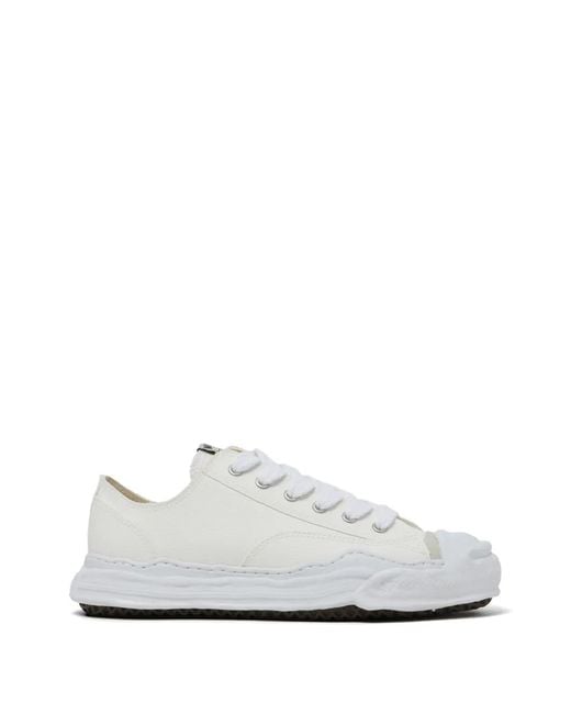 Maison Mihara Yasuhiro White Lace-Up Distressed Sneakers for men