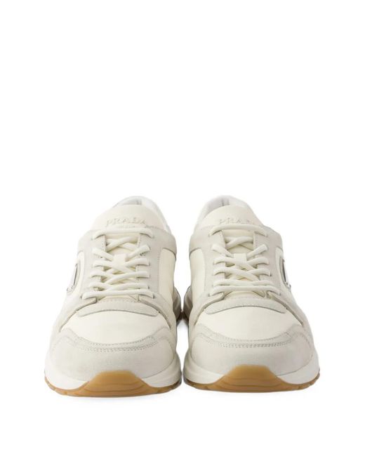 Prada White Prax Suede And Re-Nylon Sneakers for men