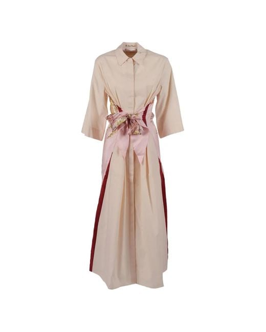 Le Sarte Pettegole Natural Floral-Print Panelled Dress