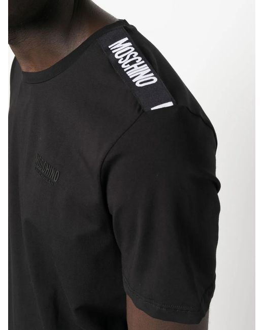 Moschino Black Logo-Tape Detail T-Shirt for men