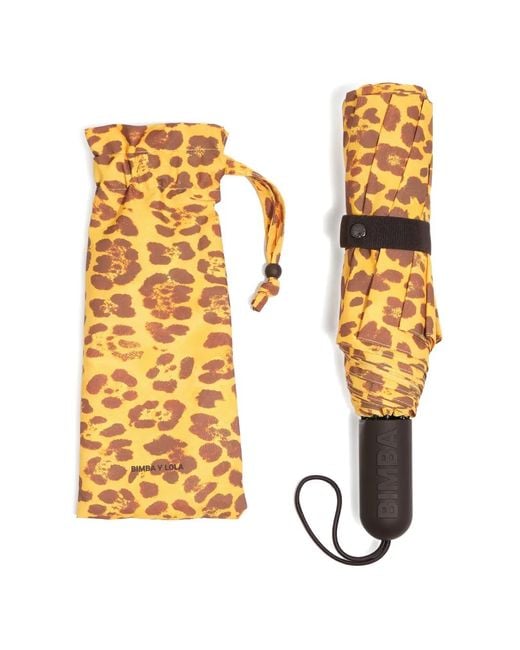 Bimba Y Lola Metallic Leopard-Print Umbrella