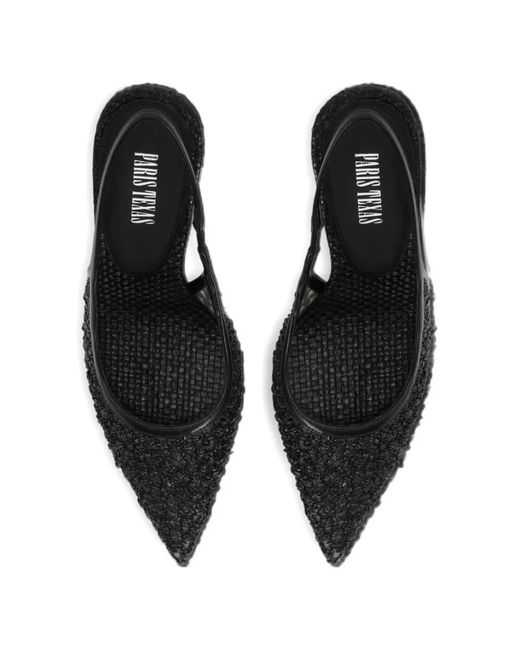 Paris Texas Black Lidia Woven-Design Slingback Sandals