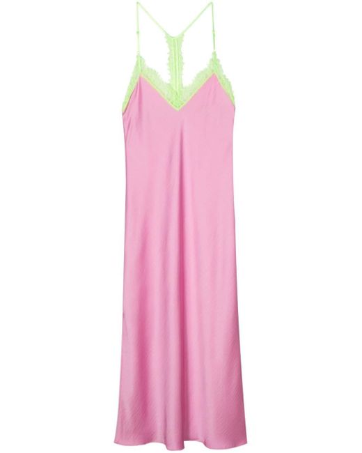 Essentiel Antwerp Feist Satijnen Maxi-jurk in het Pink