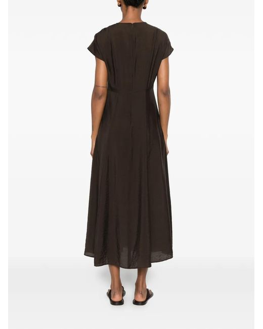 Marc O' Polo Brown Satin-Finish Cap-Sleeve Dress