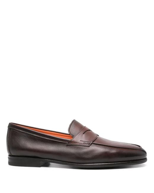 Santoni Brown Carlos Loafers for men