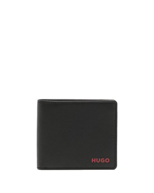 HUGO Leather Logo-print Wallet in Black for Men | Lyst