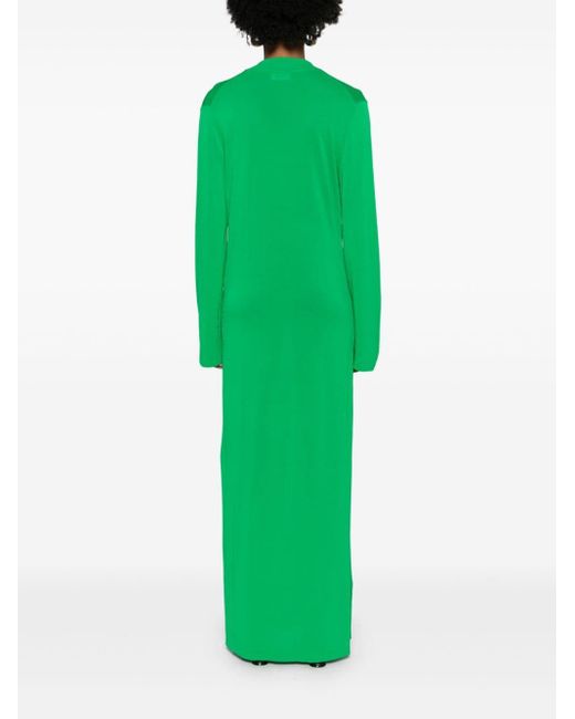 P.A.R.O.S.H. Green Split-neck Midi Dress