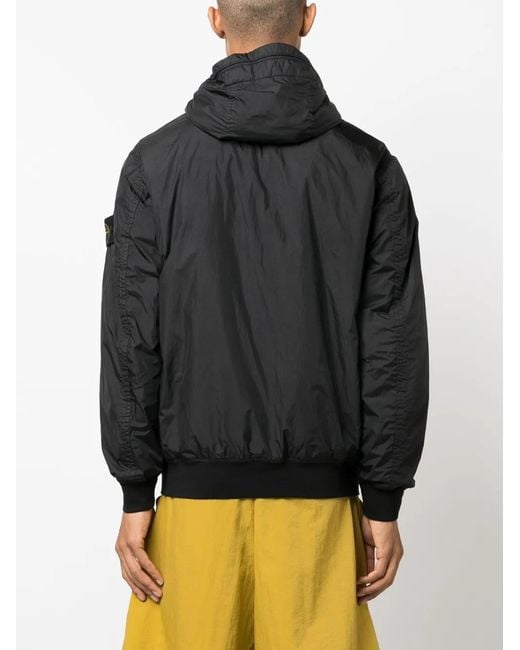 Stone Island Black Compass-Patch Hooded Jacket for men