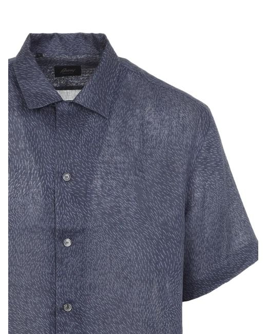 Brioni Blue Patterned Shirt for men