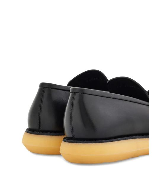 Ferragamo Black Gancini-Plaque Loafers for men