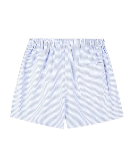 Sporty & Rich Blue Striped Button Shorts