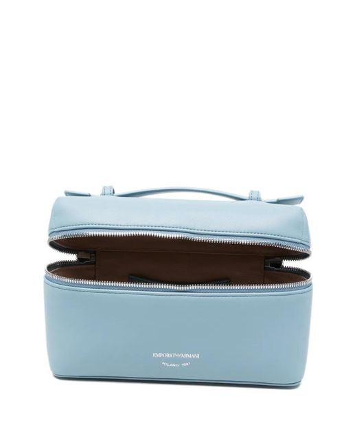 Emporio Armani Blue Mini Leather Tote Bag