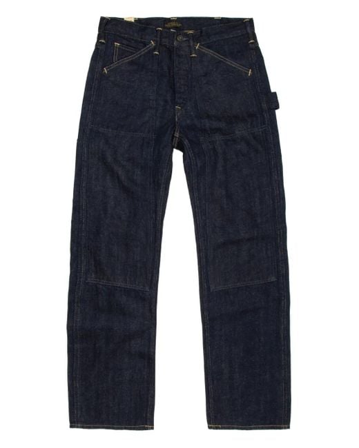 RRL Blue Diagonal-Pockets Straight-Leg Jeans for men