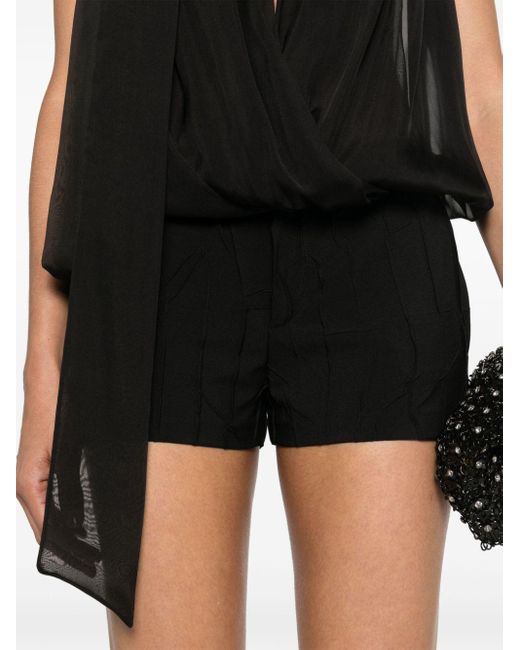 Blumarine Black Pleated-crinkle Shorts