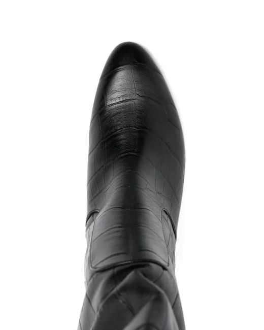 Chie Mihara Black Stiefel mit Kroko-Optik 85mm