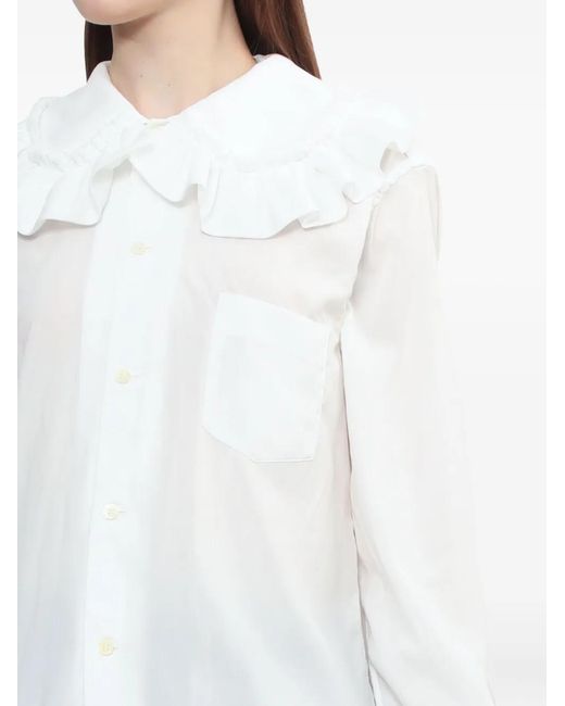Comme des Garçons White Ruffled Collar Shirt