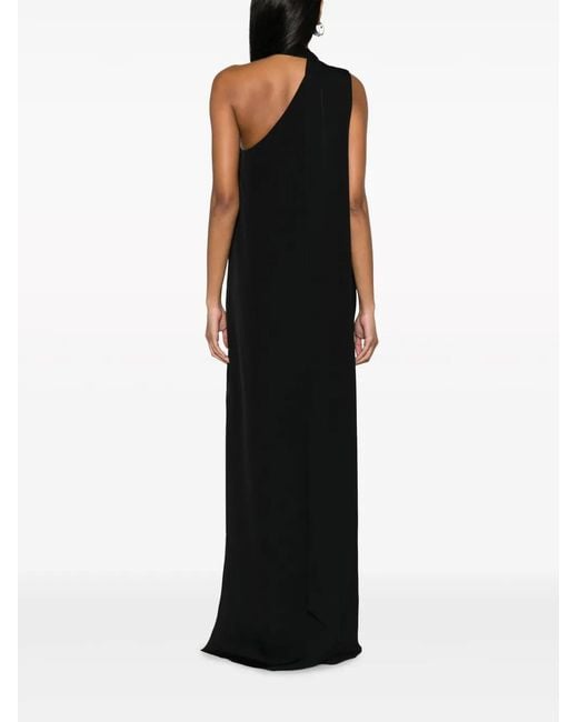Stella McCartney Black One-Shoulder Scarf Maxi Dress